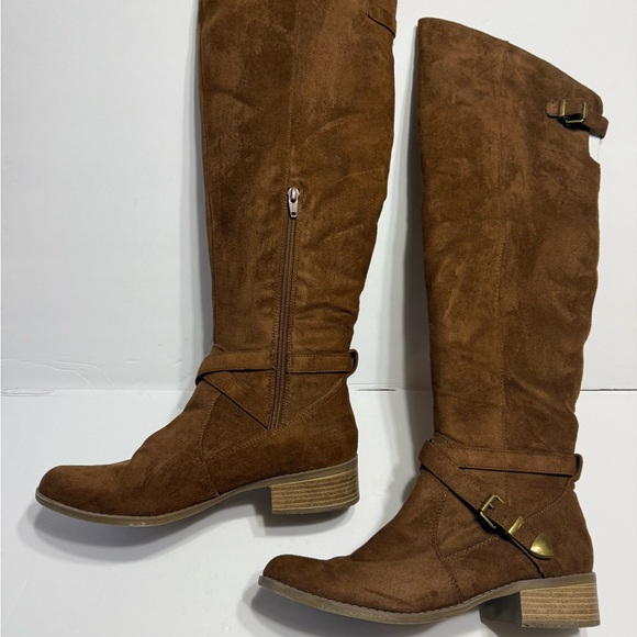 Merona Brown Knee-High Heeled Boots Women’s Sz 8 - Picture 1 of 11